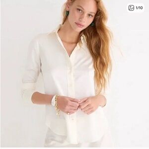 J. Crew Women's Cream Button Down Shirt